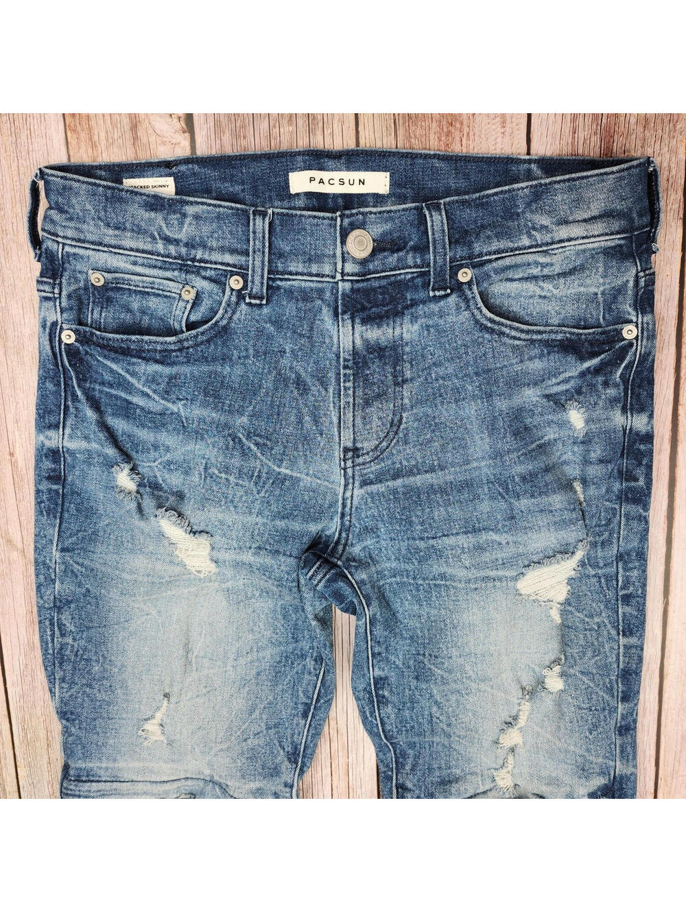 PacSun Stacked Skinny Jeans | Distressed Denim | 29x30 - Picture 2 of 9
